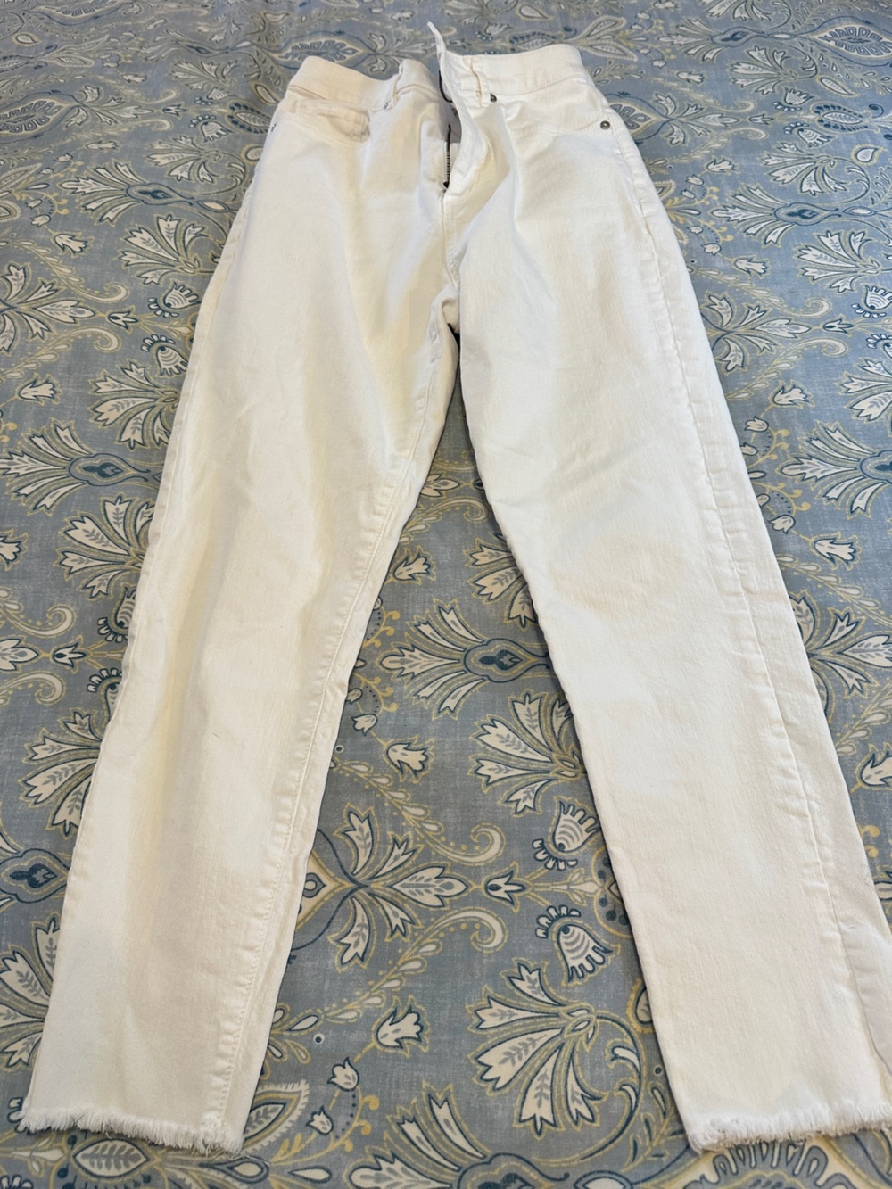 LOFT White Straight-Leg Jeans with Raw Hem